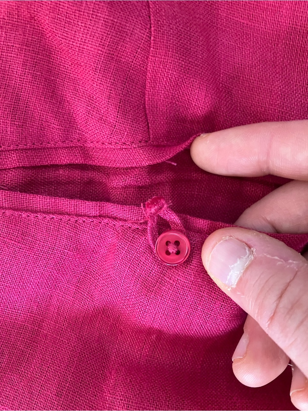 Mes Demoiselles Raspberry-Pink Button Front Linen Pants - Picture 6 of 9